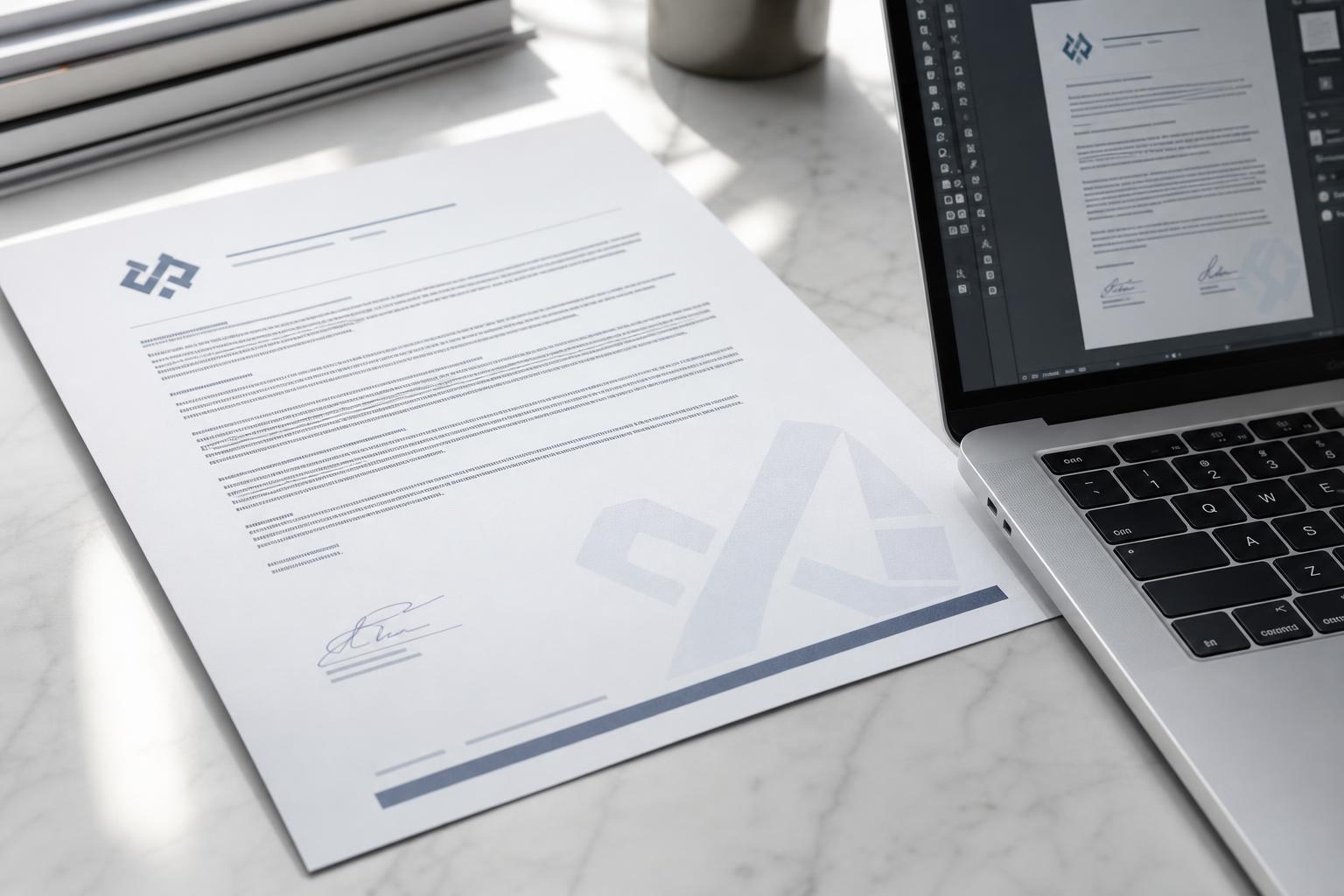 A convincingly realistic AI-generated business document that looks identical to an original PDF made in a design app